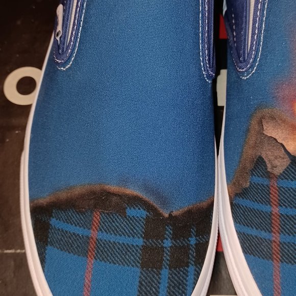 Vans Men's 4.5/Women's 6 Slip On Big Reveal Navy Plaid Fire Canvas-VN000XG81P4 - Picture 6 of 12